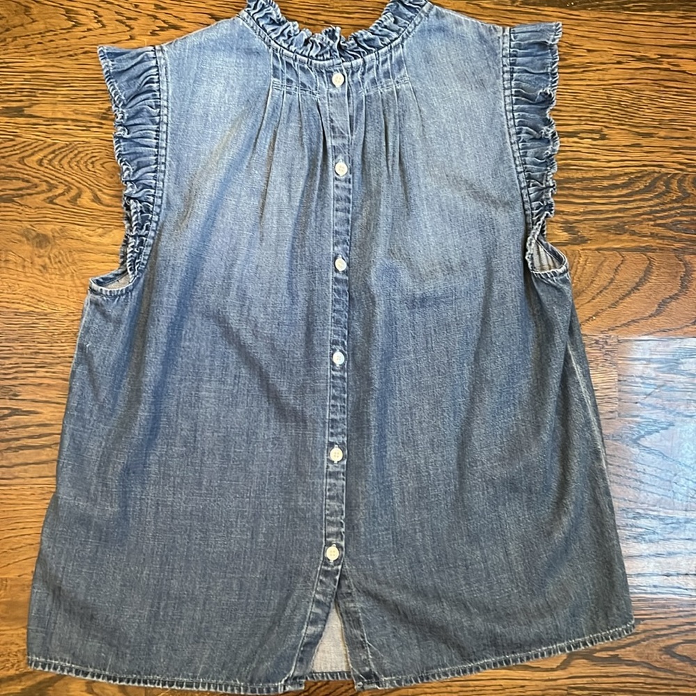 Frame Denim Ruffle Top Size Large - Picture 5 of 5